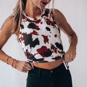 Southern Boutique Cow Tie Crop Tank Top